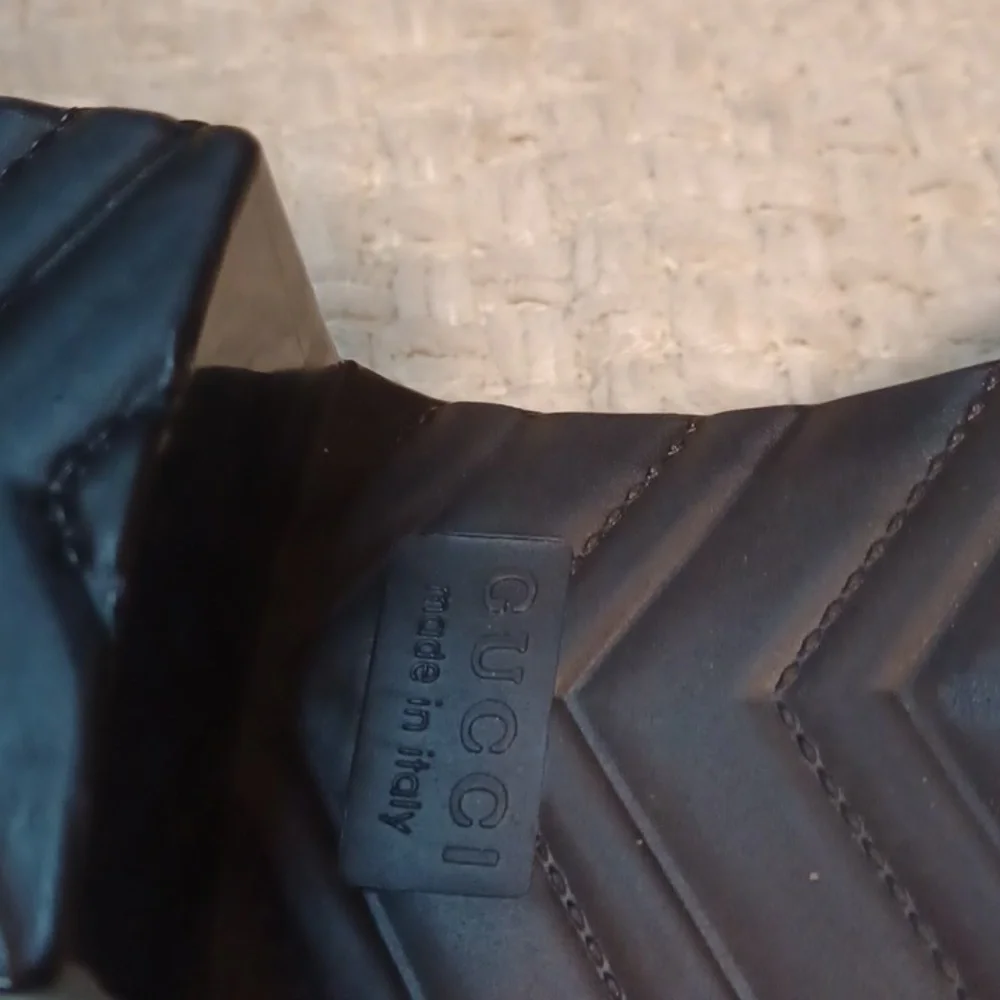 Gucci Black Patent Platform Slide Sandals
